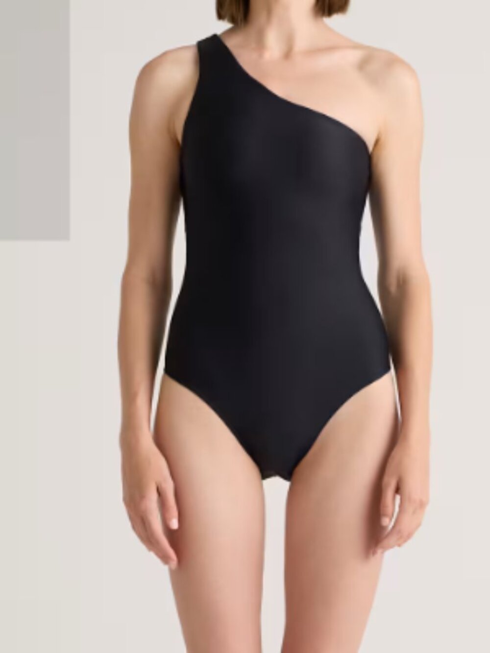 Quince One-Shoulder Black One-Piece Swimsuit M